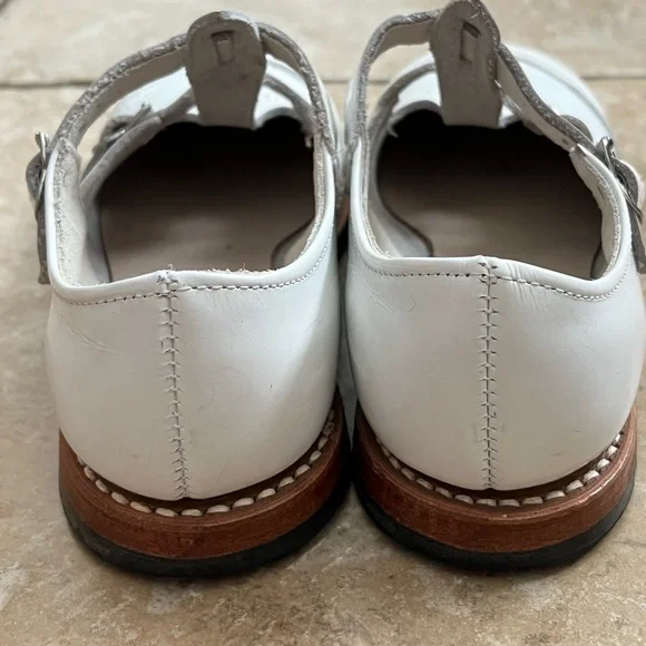 Vintage Shoes 1950'S Girls Classic Leather White Double Buckled Strap Mary Jane - Picture 3 of 11